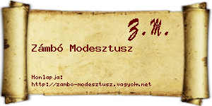 Zámbó Modesztusz névjegykártya